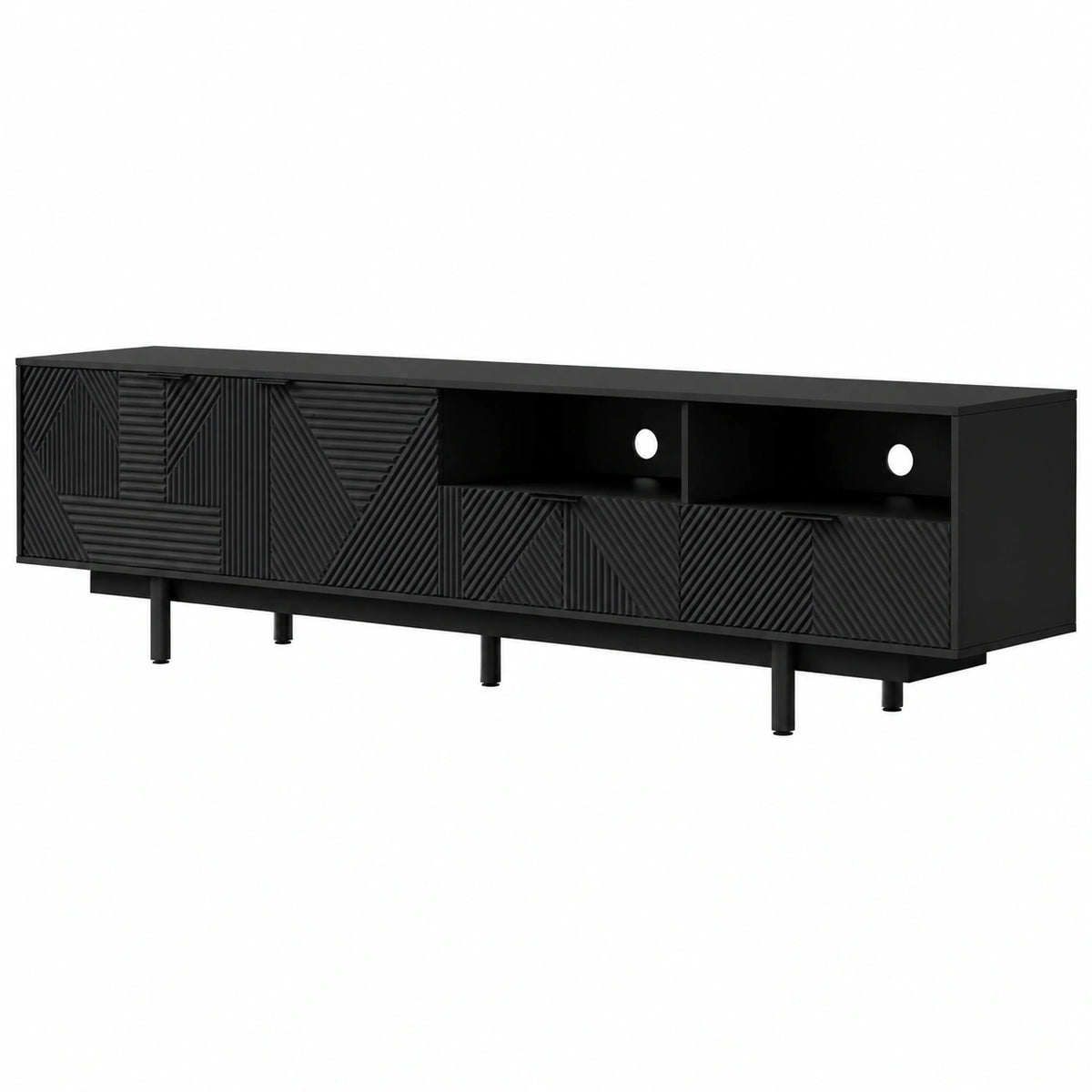 Schrank – 200 cm, mit Stauraum, Schwarz, für Wohnzimmer