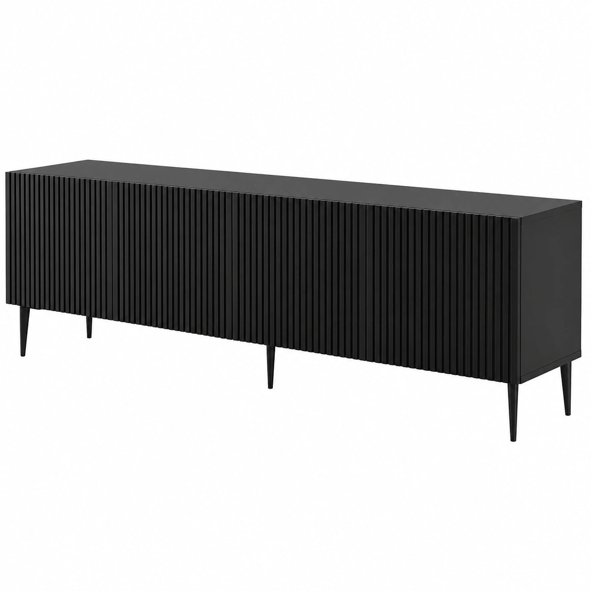 Lowboard – 200 cm, aus MDF, Schwarz, für Wohnzimmer