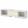 Lowboard – 200 × 40 × 40 cm, moderner Stil, ausziehbar, mit LED-Beleuchtung, Weiß, für Wohnzimmer