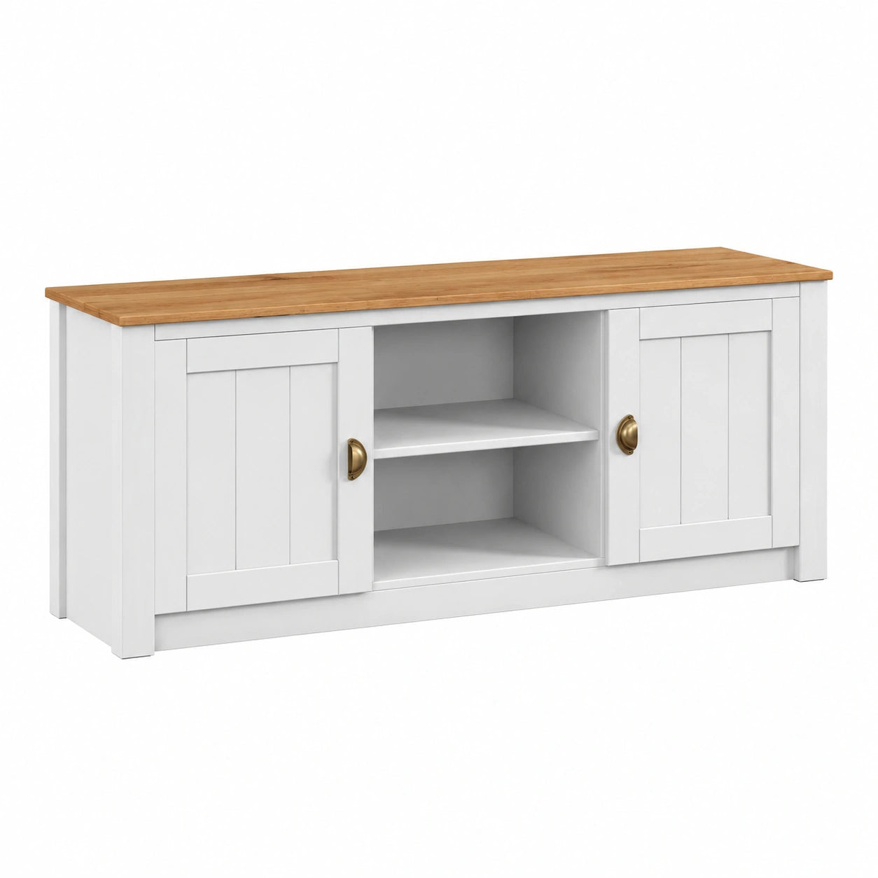 Lowboard – Landhausstil, mit mehreren Türen, aus Massivholz und Kiefernholz, Braun