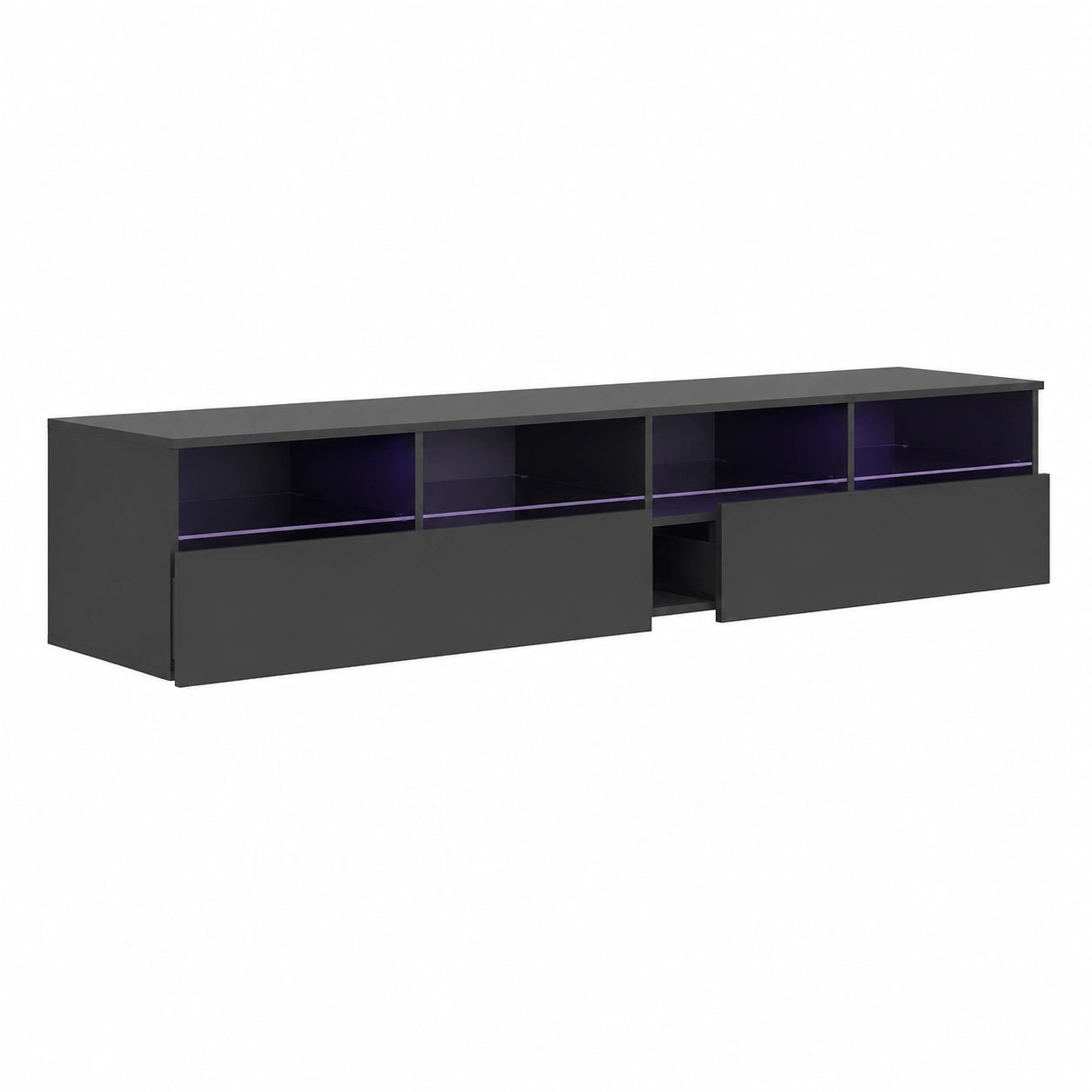 Lowboard – 200 cm, mit LED-Beleuchtung, hängend, für Wohnzimmer