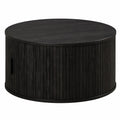 Couchtisch – 80 × 36 × 80 cm, runde Form, mit Stauraum, Schwarz