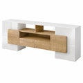 TV-Lowboard – 200 cm, moderner Stil, mit LED-Beleuchtung, mit Schubladen, mit mehreren Türen, aus MDF, für Wohnzimmer