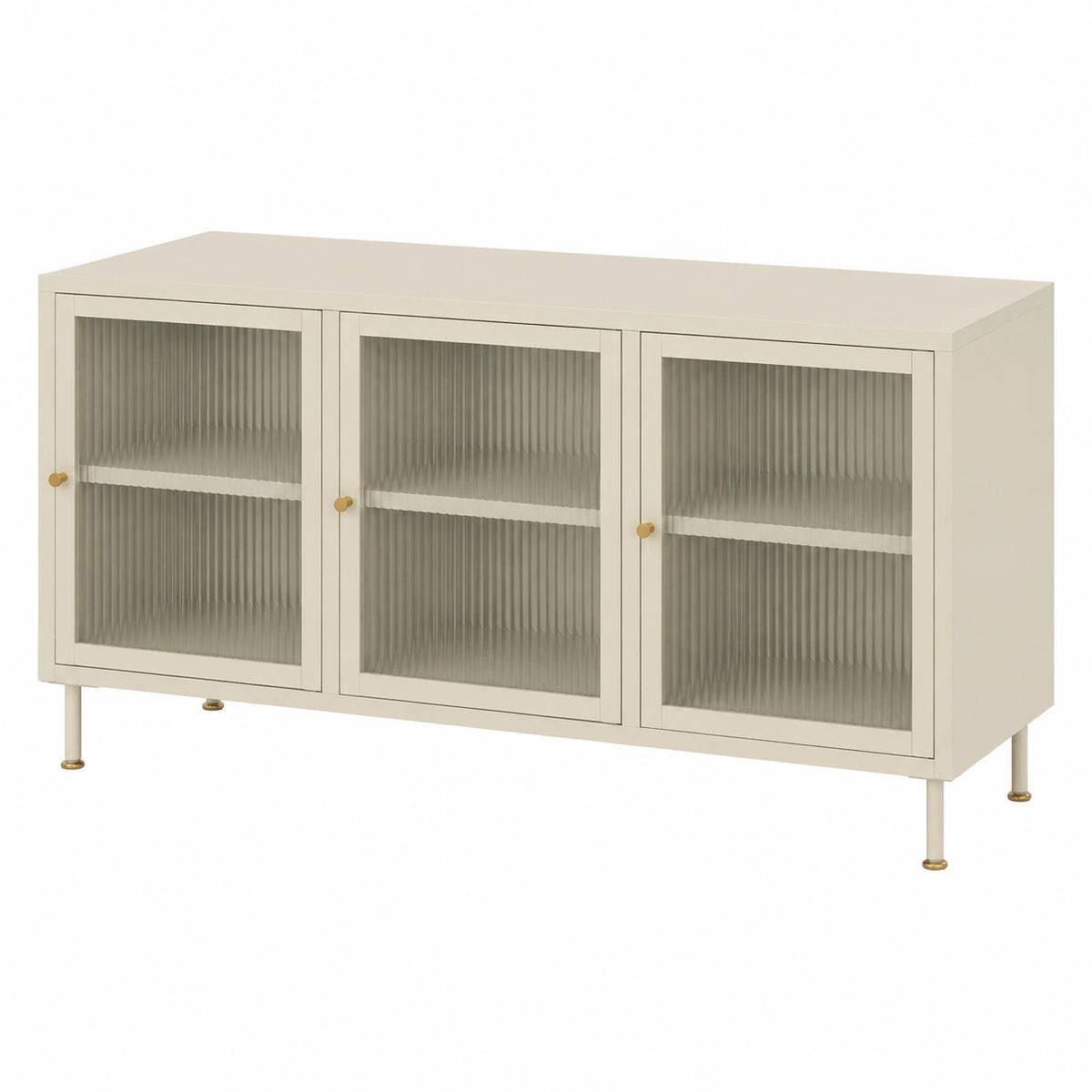 Schrank – 120 × 40 × 59 cm, mit mehreren Türen, aus Metall und Glas